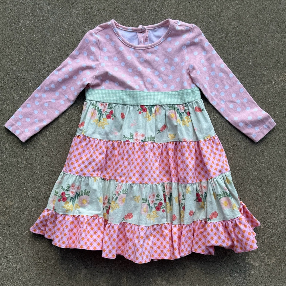Ricrac & Ruffles Polka Dot & Floral Dress : 3T